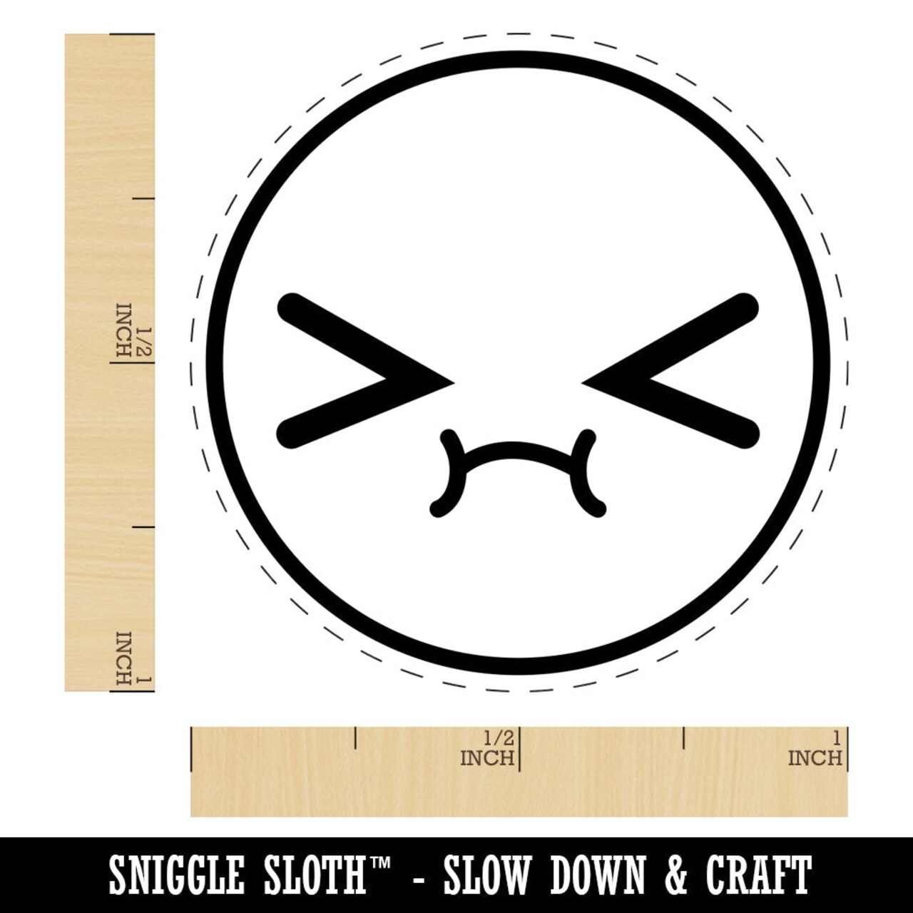 Kawaii Cute Embarrassed Scrunched Face Rubber Stamp for Stamping Crafting Planners